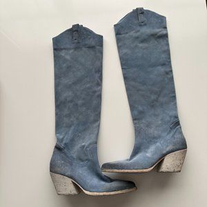 Vince Camuto Glissonda Boot Powder Blue Made in Italy Size 40